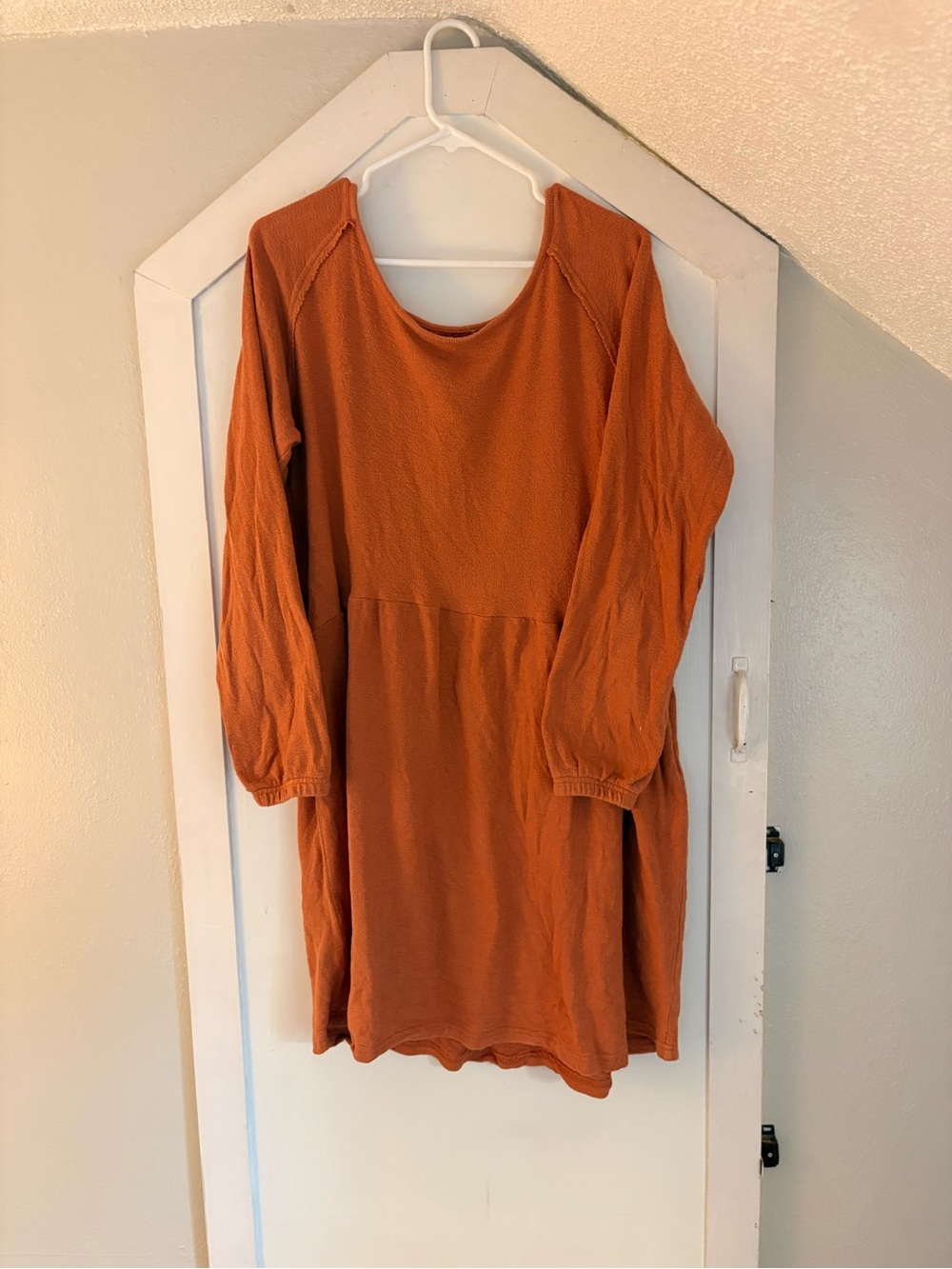 Roolee Rust Orange Long Sleeve Casual Dress